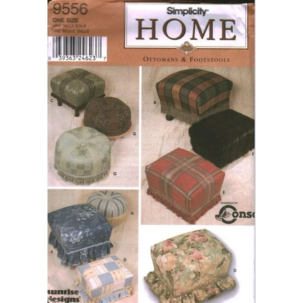 Simplicity 9556 Home Ottomans and Footstools Sewing Pattern One Size DIY Decor